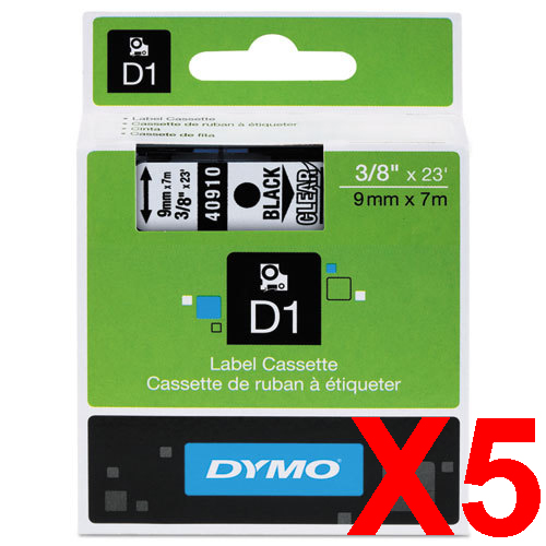 Dymo LabelManager 120P Labels x5 Black Gen. - Black Labels