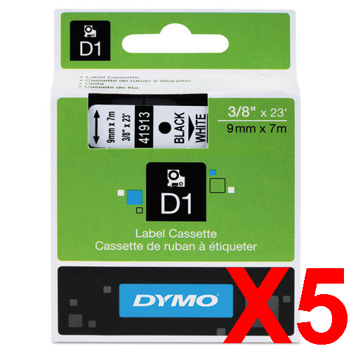 Dymo LabelManager 120P Labels x5 Black Gen. - Black Labels