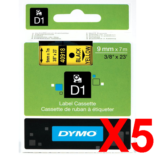 Dymo LabelManager 120P Labels x5 Black Gen. - Black Labels