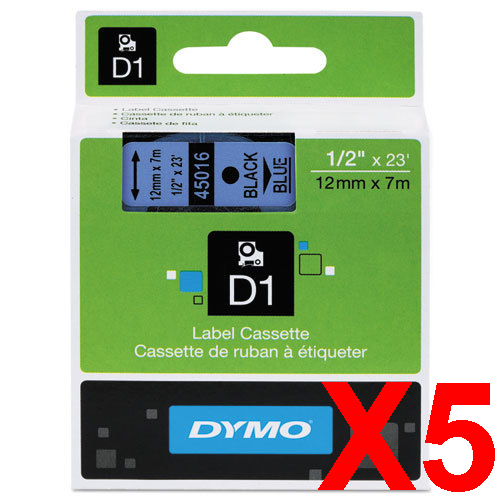 Dymo LabelManager 120P Labels x5 Black Gen. - Black Labels