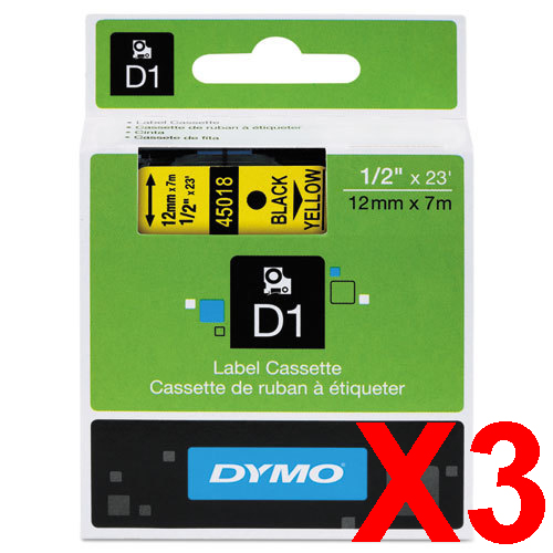 Dymo LabelManager 120P Labels x3 Black Gen. - Black Labels