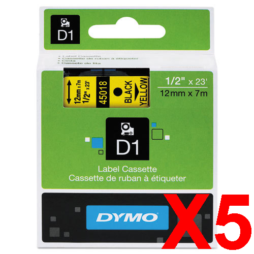 Dymo LabelManager 120P Labels x5 Black Gen. - Black Labels