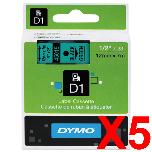 Dymo LabelManager 120P Labels x5 Black Gen. - Black Labels