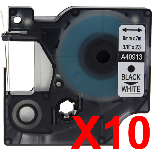 Dymo LabelManager 120P Labels x10 Black Comp. - Black Labels