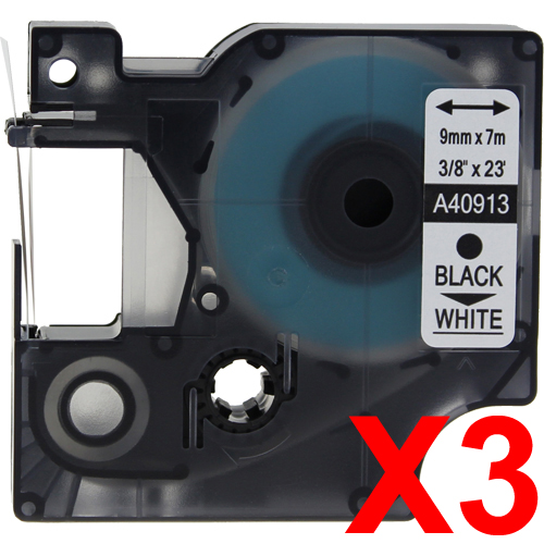 Dymo LabelManager 120P Labels x3 Black Comp. - Black Labels