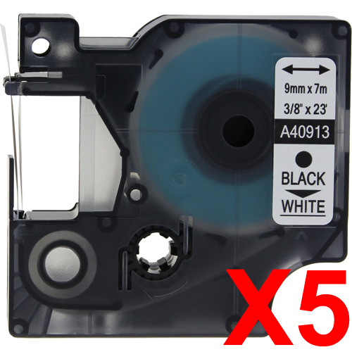 Dymo LabelManager 120P Labels x5 Black Comp. - Black Labels