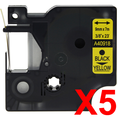 Dymo LabelManager 120P Labels x5 Black Comp. - Black Labels