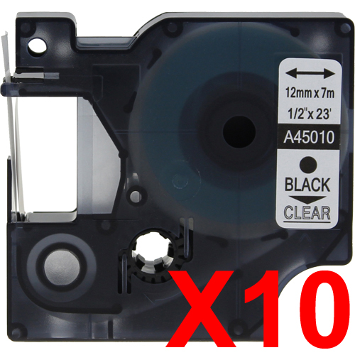Dymo LabelManager 120P Labels x10 Black Comp. - Black Labels