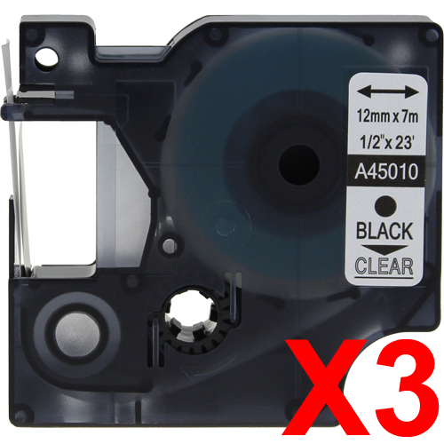 Dymo LabelManager 120P Labels x3 Black Comp. - Black Labels