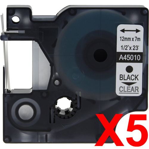 Dymo LabelManager 120P Labels x5 Black Comp. - Black Labels