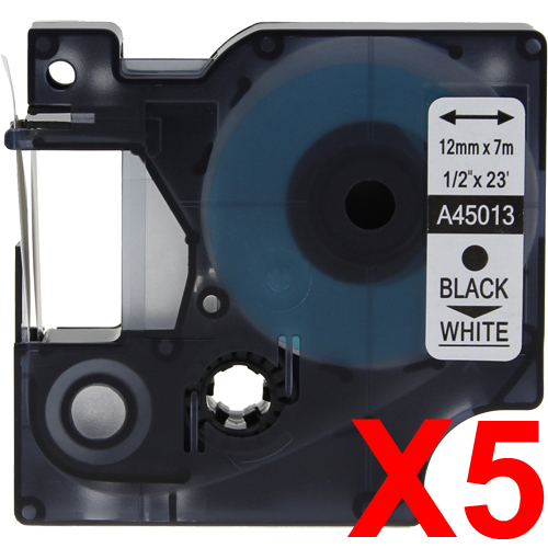 Dymo LabelManager 120P Labels x5 Black Comp. - Black Labels