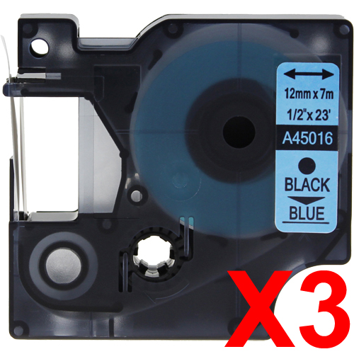Dymo LabelManager 120P Labels x3 Black Comp. - Black Labels