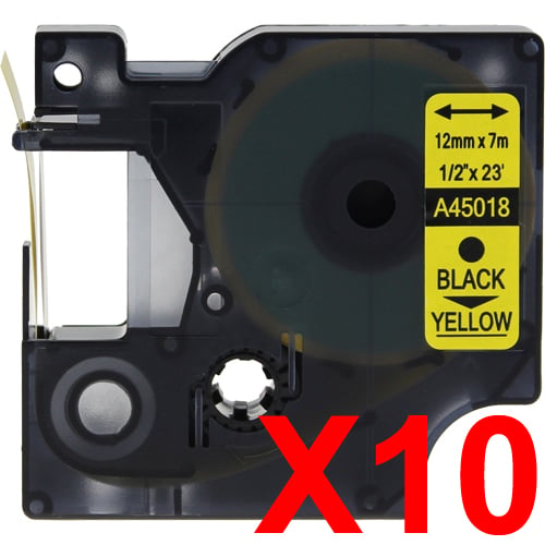 Dymo LabelManager 120P Labels x10 Black Comp. - Black Labels