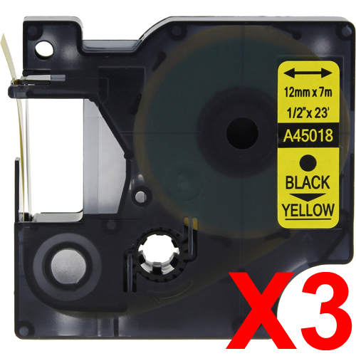 Dymo LabelManager 120P Labels x3 Black Comp. - Black Labels