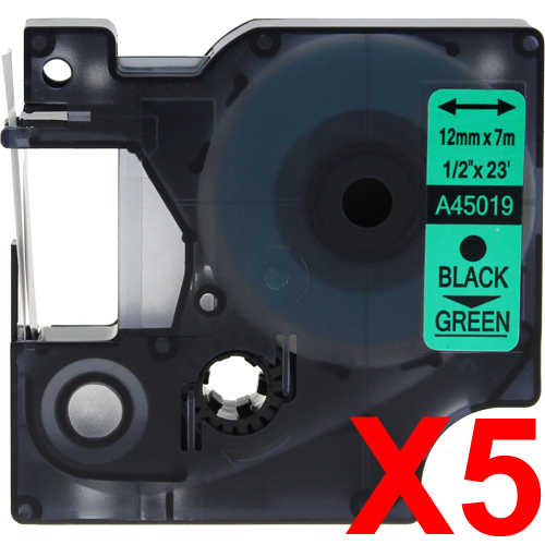 Dymo LabelManager 120P Labels x5 Black Comp. - Black Labels