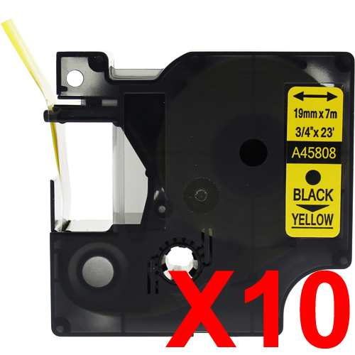 Dymo LabelManager 420P Labels x10 Black Comp. - Black Labels