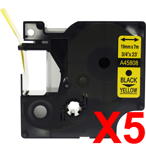 Dymo LabelManager 420P Labels x5 Black Comp. - Black Labels