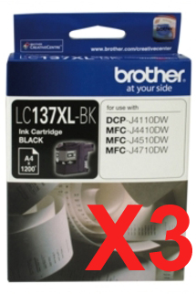 Brother MFCJ4410DW LC-137XLBK x3 Black Gen.