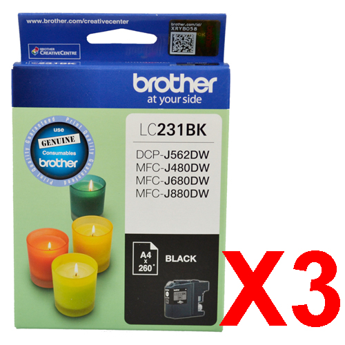 Brother DCPJ562DW LC-231/LC-231BK x3 Black Gen.