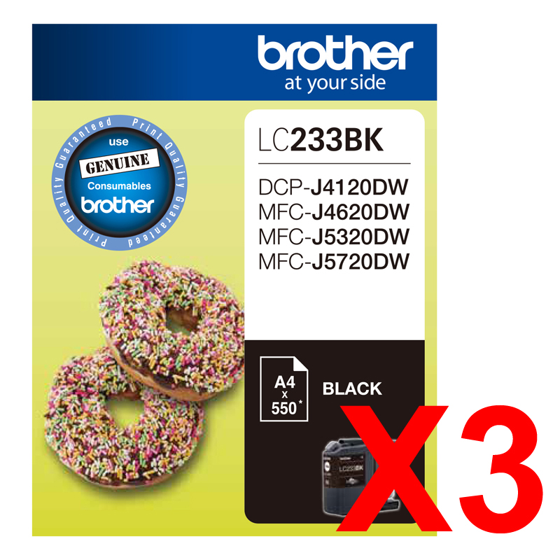 Brother DCPJ4120DW LC-233/LC-233BK x3 Black Gen.