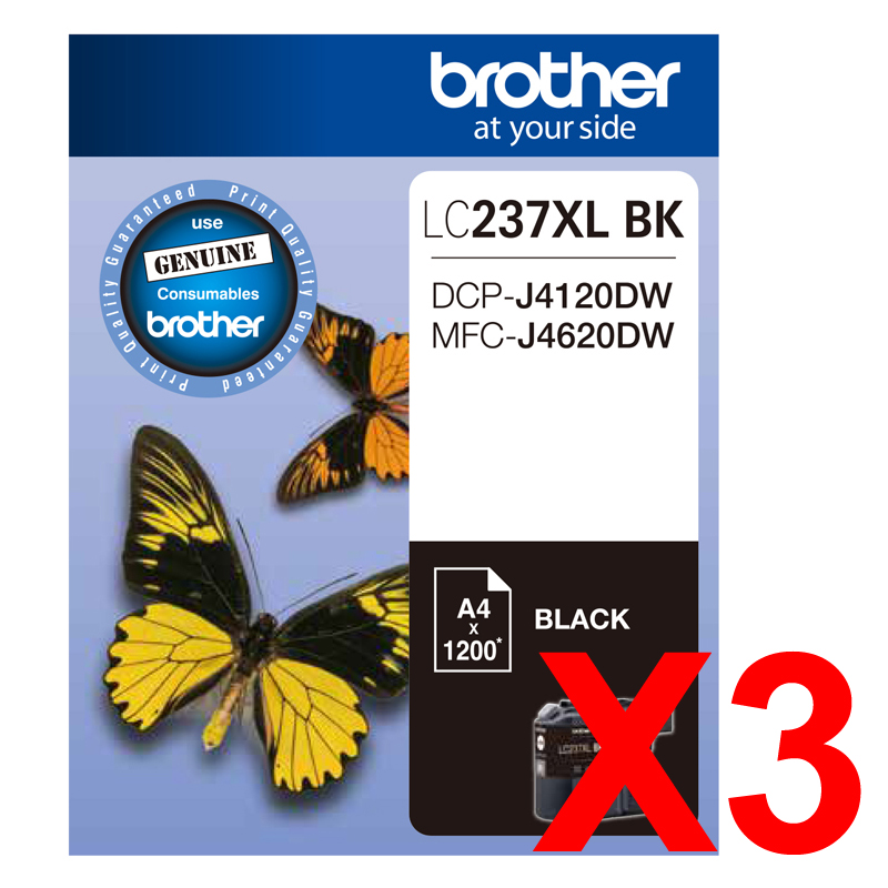 Brother DCPJ4120DW LC-237XL/LC-237XLBK x3 Black Gen.