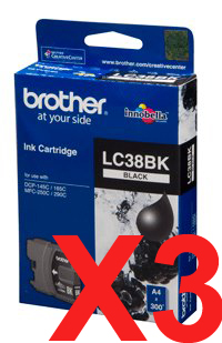 Brother MFC295CN LC-38BK x3 Black Gen.