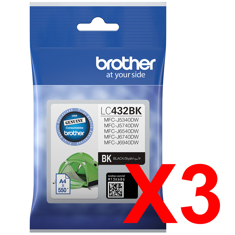 Brother MFCJ5740DW LC-432BK x3 Black Gen.