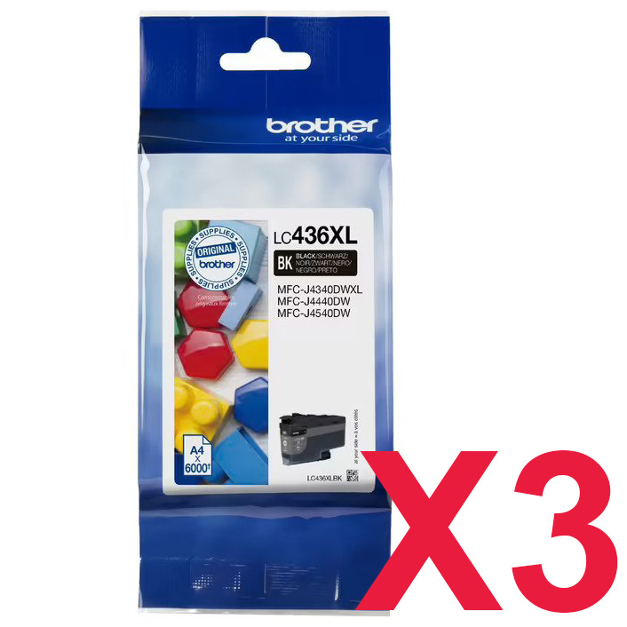 Brother MFCJ4340DWXL LC-436XLBK x3 Black Gen.