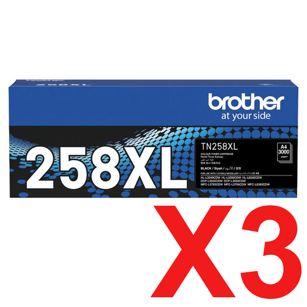 Brother DCPL3560CDW TN-258XLBK x3 Black Gen.