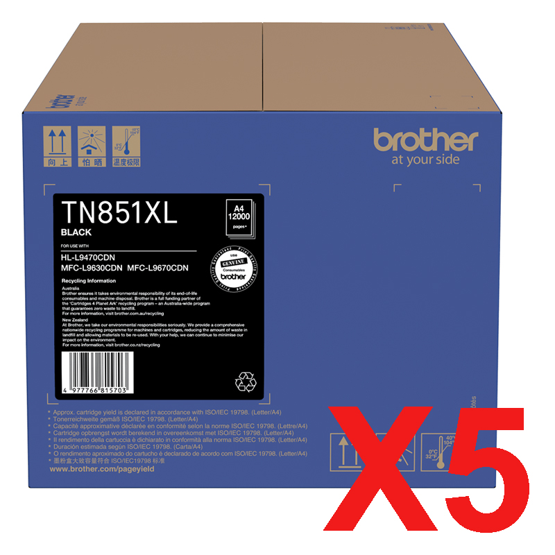 Brother MFCL9630CDN TN-851XLBK x5 Black High Yield Gen.