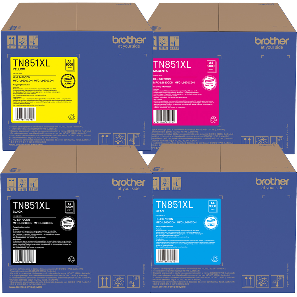 Brother MFCL9630CDN TN-851XL x4 High Yield Gen.