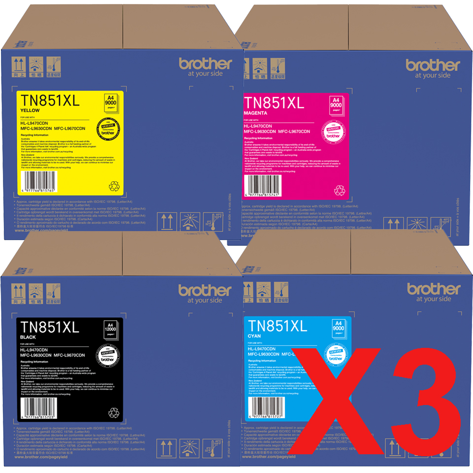Brother MFCL9630CDN TN-851XL x3 High Yield Gen.