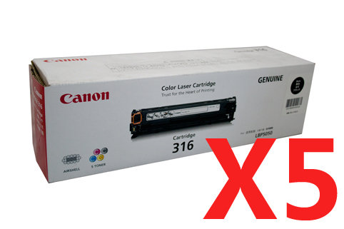 Canon LASER SHOT LBP5050N CART-316BK x5 Black Gen.