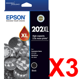 Epson WorkForce WF-2860 202XL x3 Black High Yield Gen.