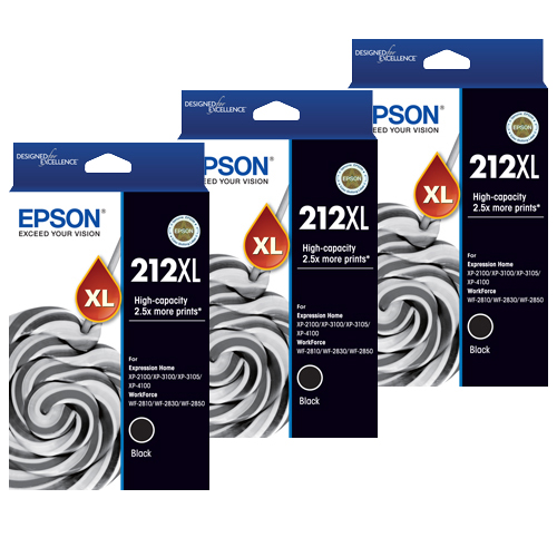 Epson WorkForce WF-2810 212XL x3 Black High Yield Gen.