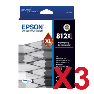 Epson WorkForce WF-7830 812XL x3 Black High Yield Gen.
