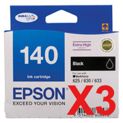 Epson WorkForce WF-3520 T1401 x3 Black Extra High Yield Gen.