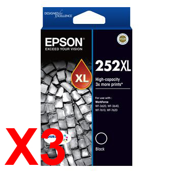Epson WorkForce WF-3620 252XL x3 Black High Yield Gen.