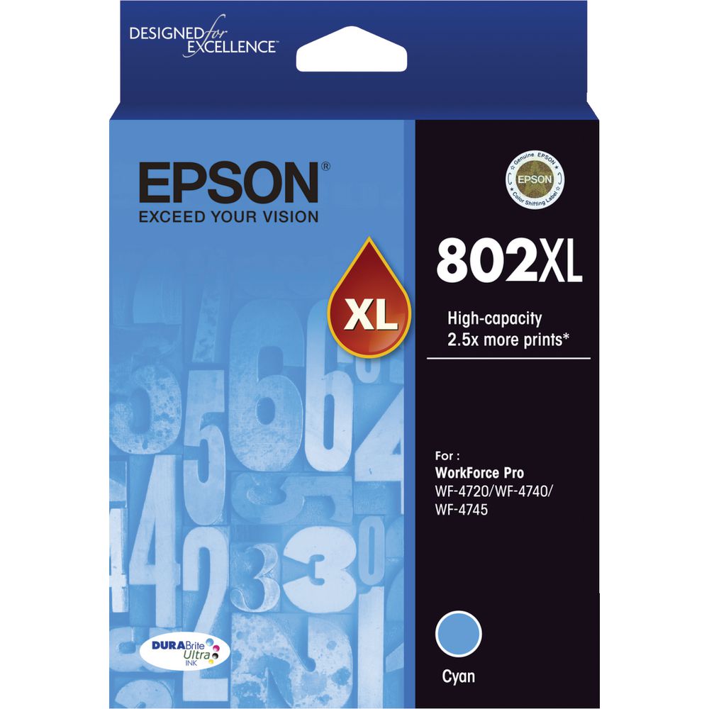 Epson WorkForce Pro WF-4720 802XL x1 Cyan High Yield Gen.