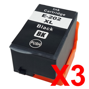 Epson WorkForce WF-2860 202XL x3 Black High Yield Comp.