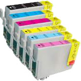 Epson Stylus T50 (1B,1C,1M,1Y,1LC,1LM) x6 High Yield Comp.