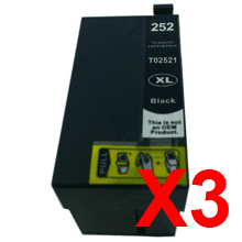 Epson WorkForce WF-3620 252XL x3 Black High Yield Comp.