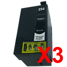 Epson WorkForce WF-3620 254XL x3 Black Extra High Yield Comp.